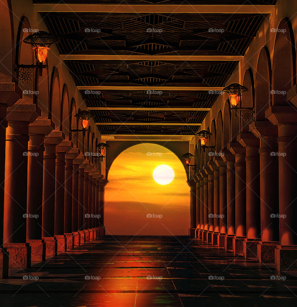 sunset at islamic centre samarinda