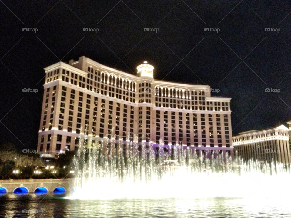 night fountain hotel lights by bcpix