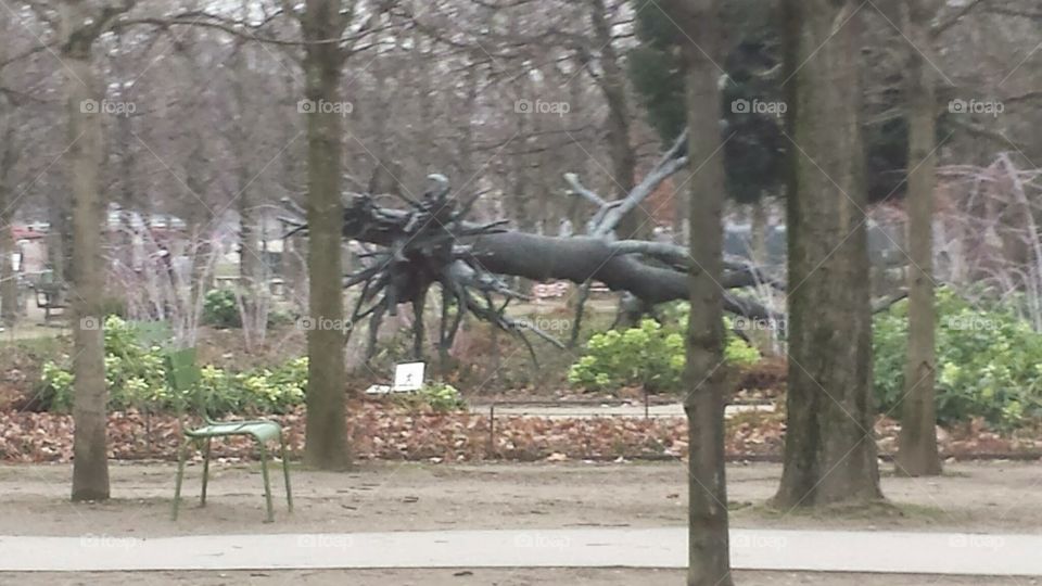 sculpture of fallen tree