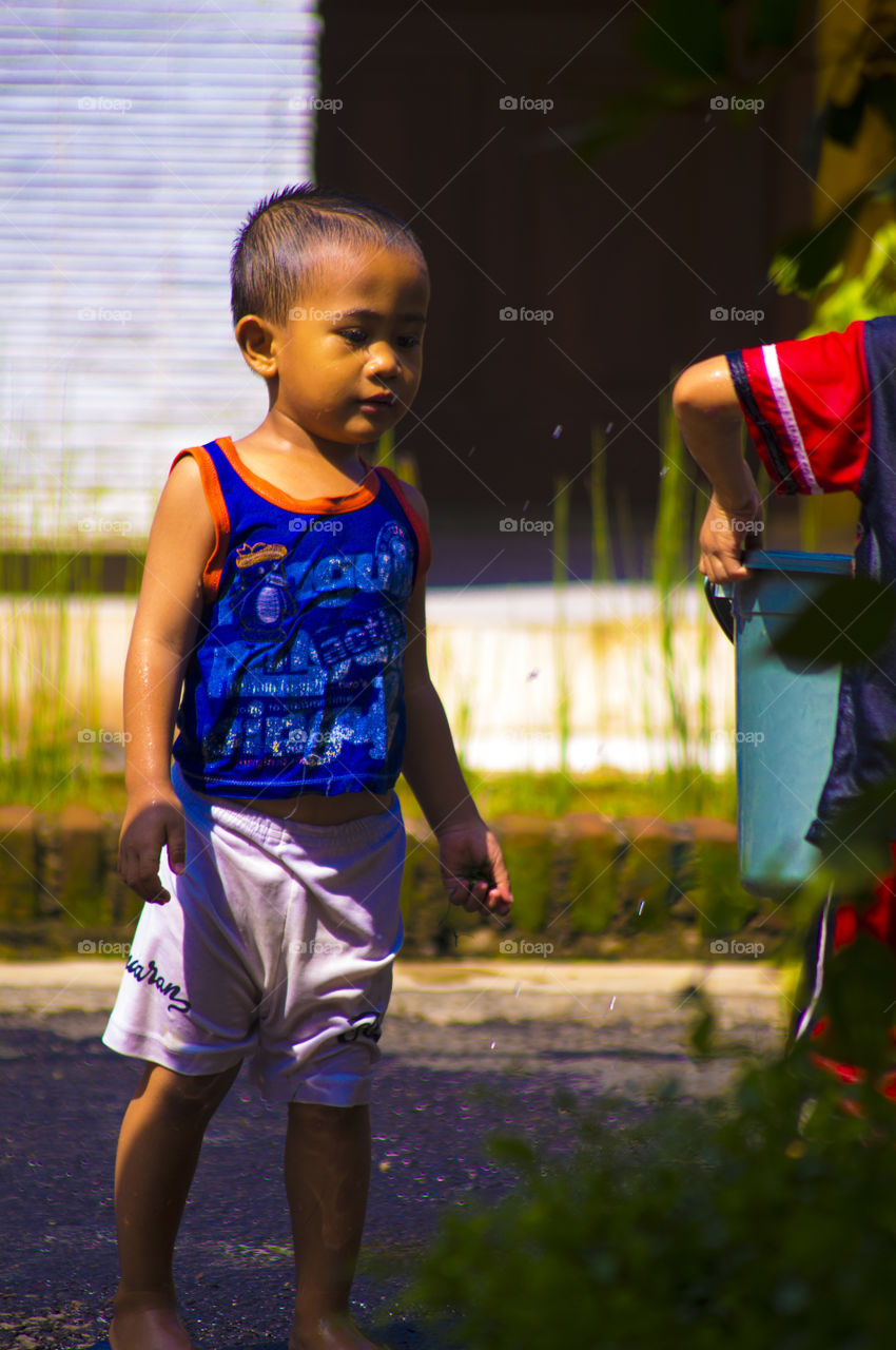 Close-up of a wet boy