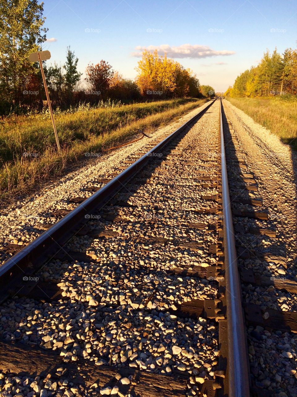 Railroad tracks at dusk 