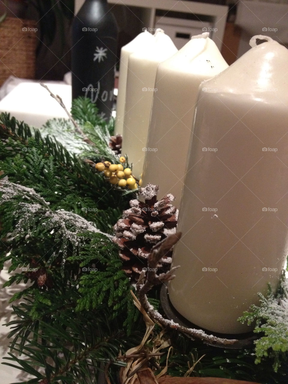 winter christmas fire candle by Kreativation