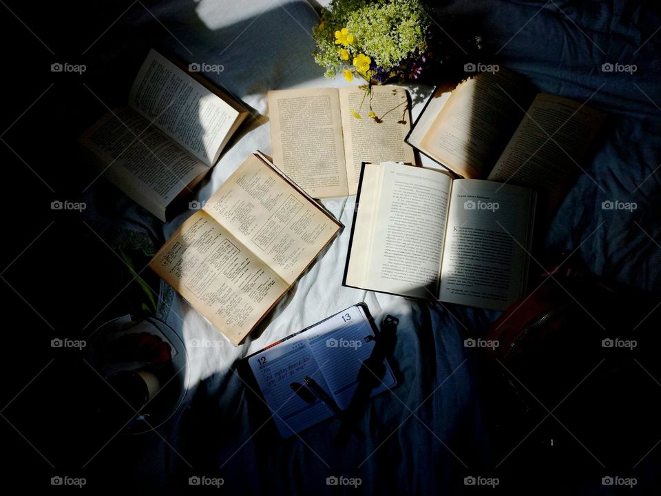 spread out books