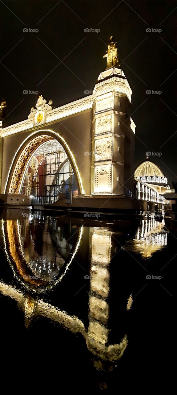 Reflection of a building in the water