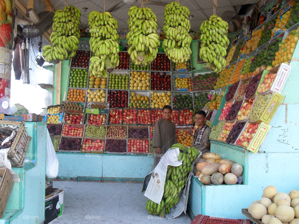 fruit. vegetable. egypt kiosk. two men by snutten