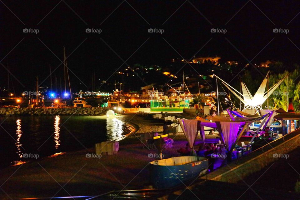 Baska Voda beach at night