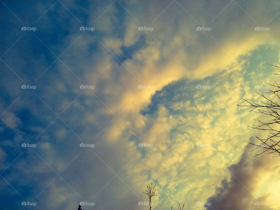 закат, дымка, небо.