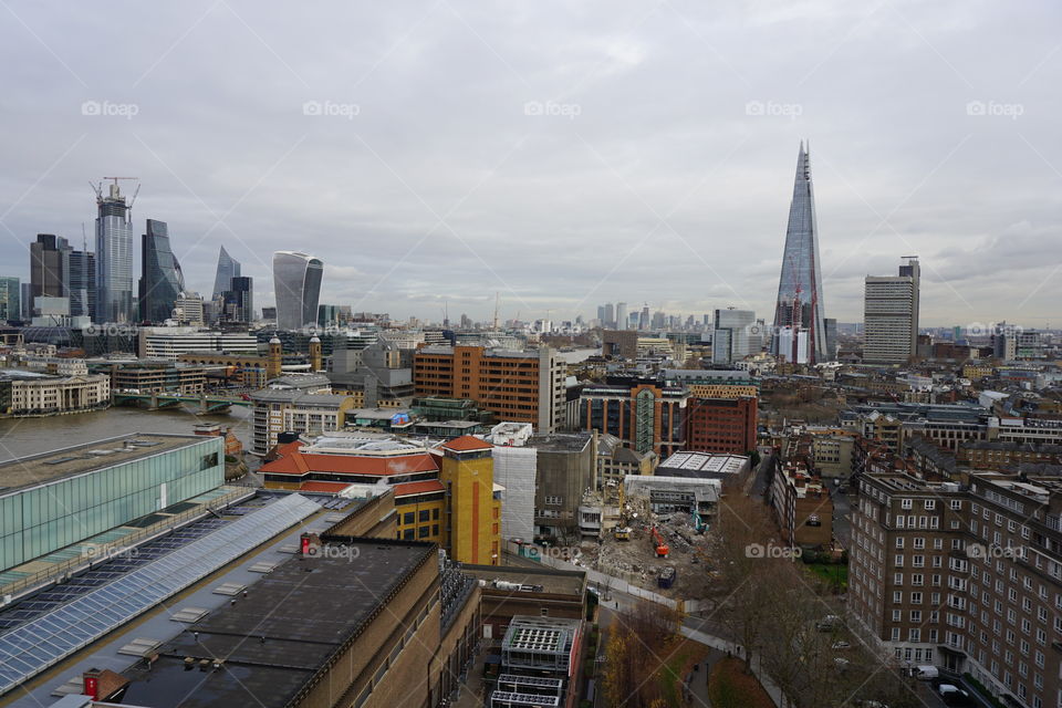 Winter view if London from The Tate Modern