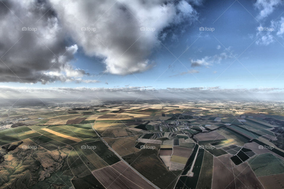 Aerial view agricultural landscape