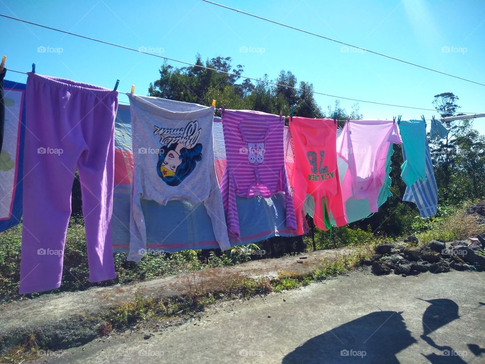 Clothes hanging near nature