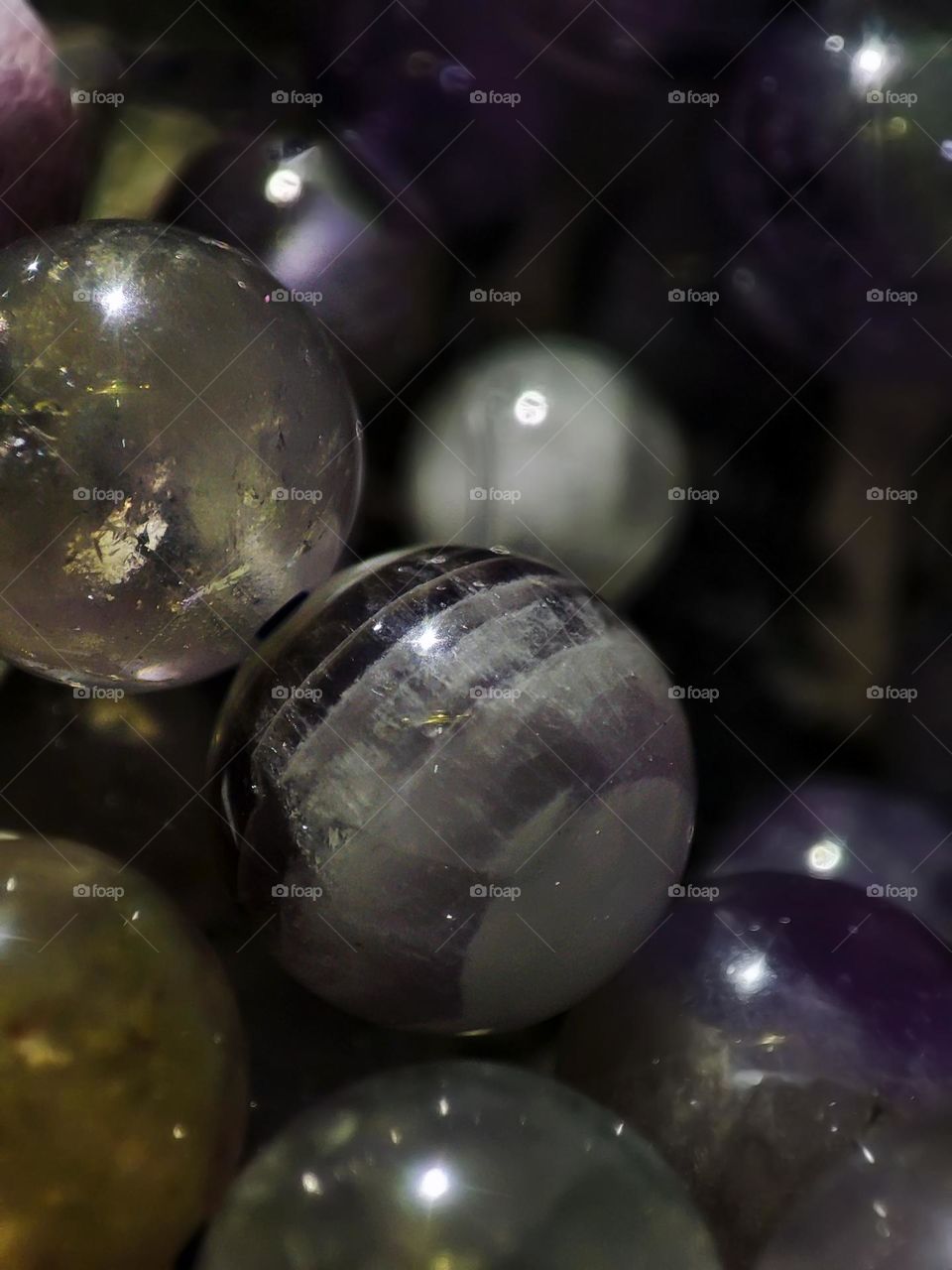 Macro photo of a natural stone lying on a table