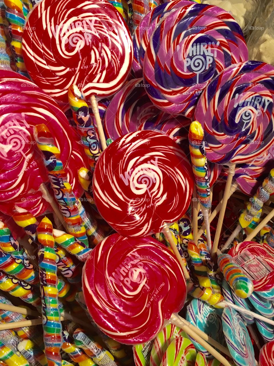 Gigantic colorful lollipops rainbow colors