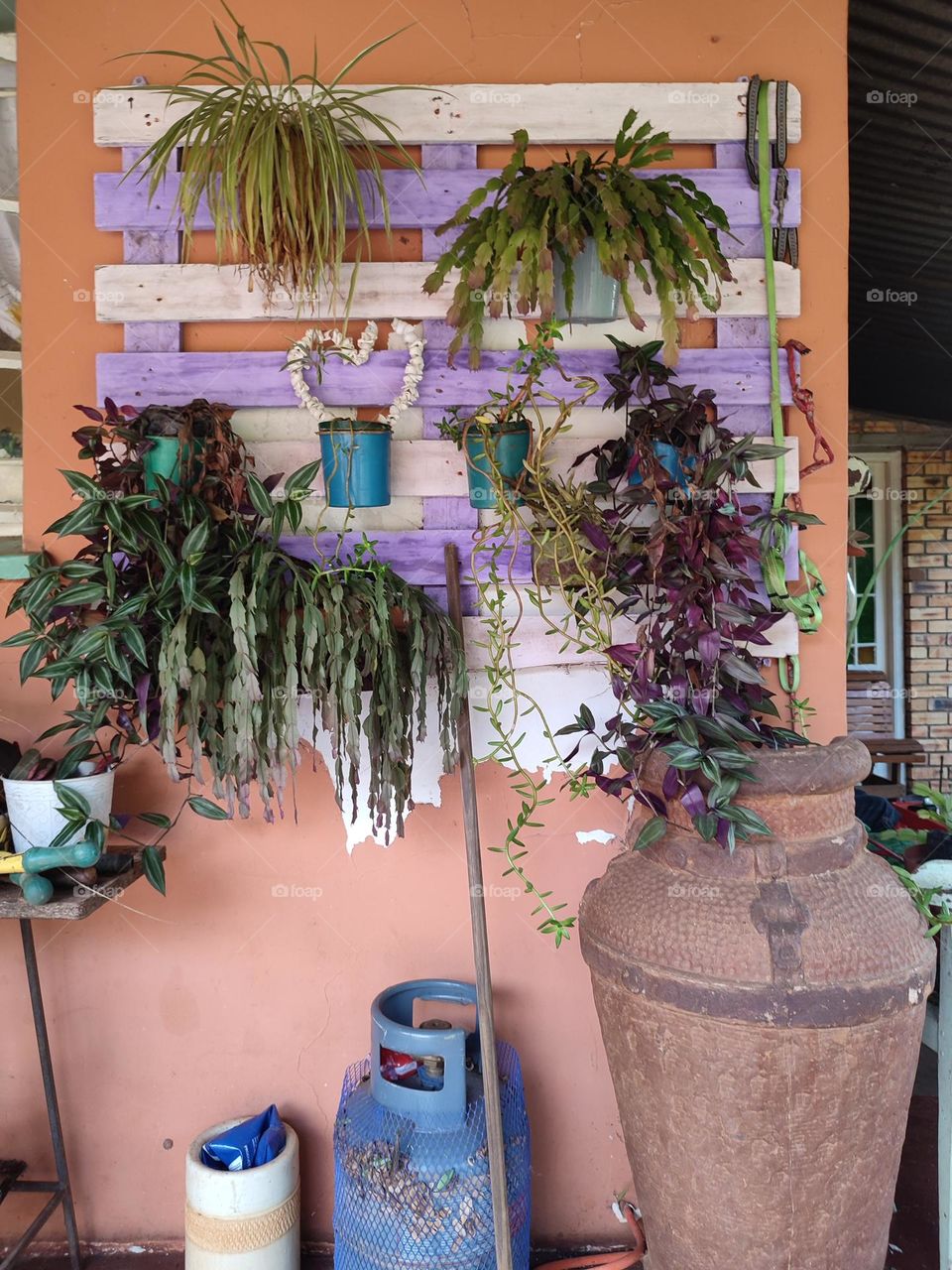 Wall art with pot plants