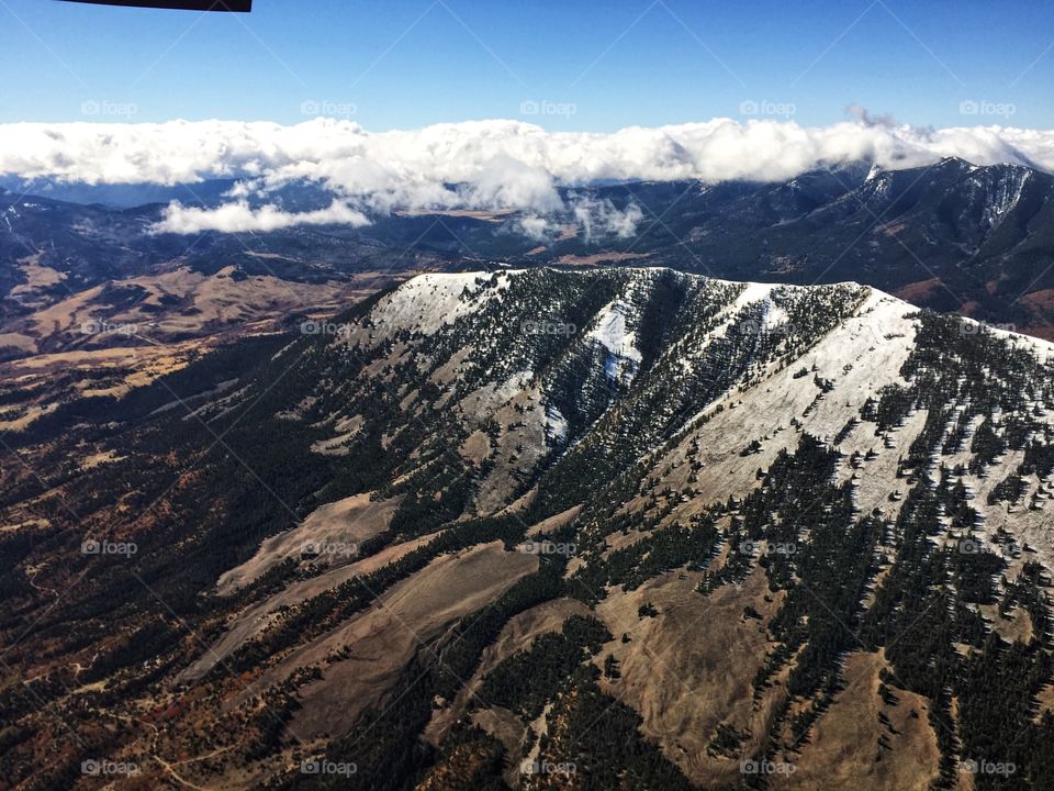 High angle view of snowy mountain