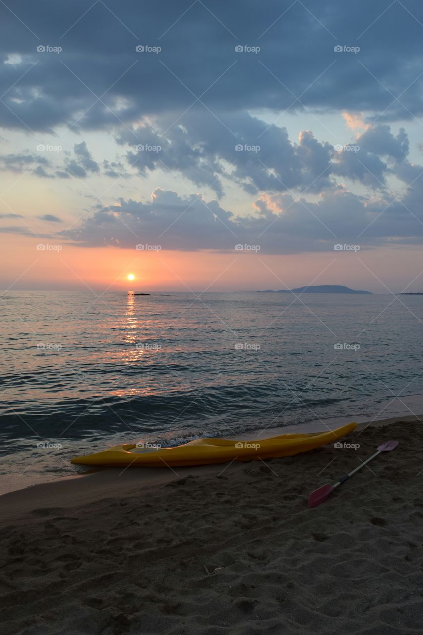 Greece summer beach sunset. Greece summer sunset beach