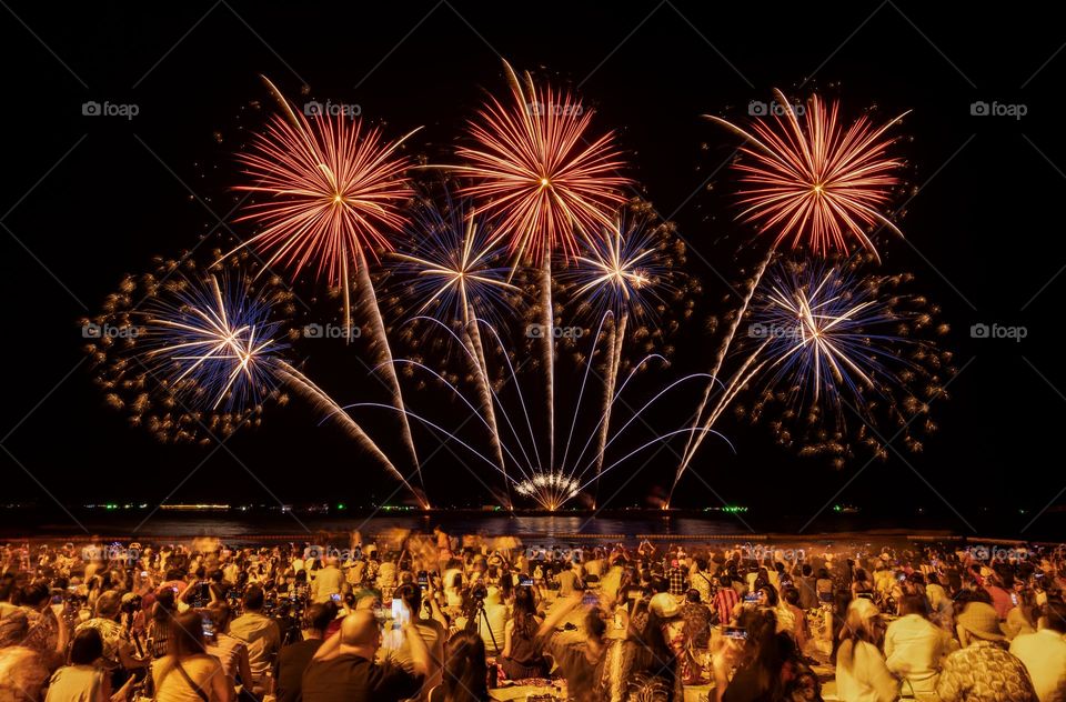 Fireworks festival on Pattaya beach