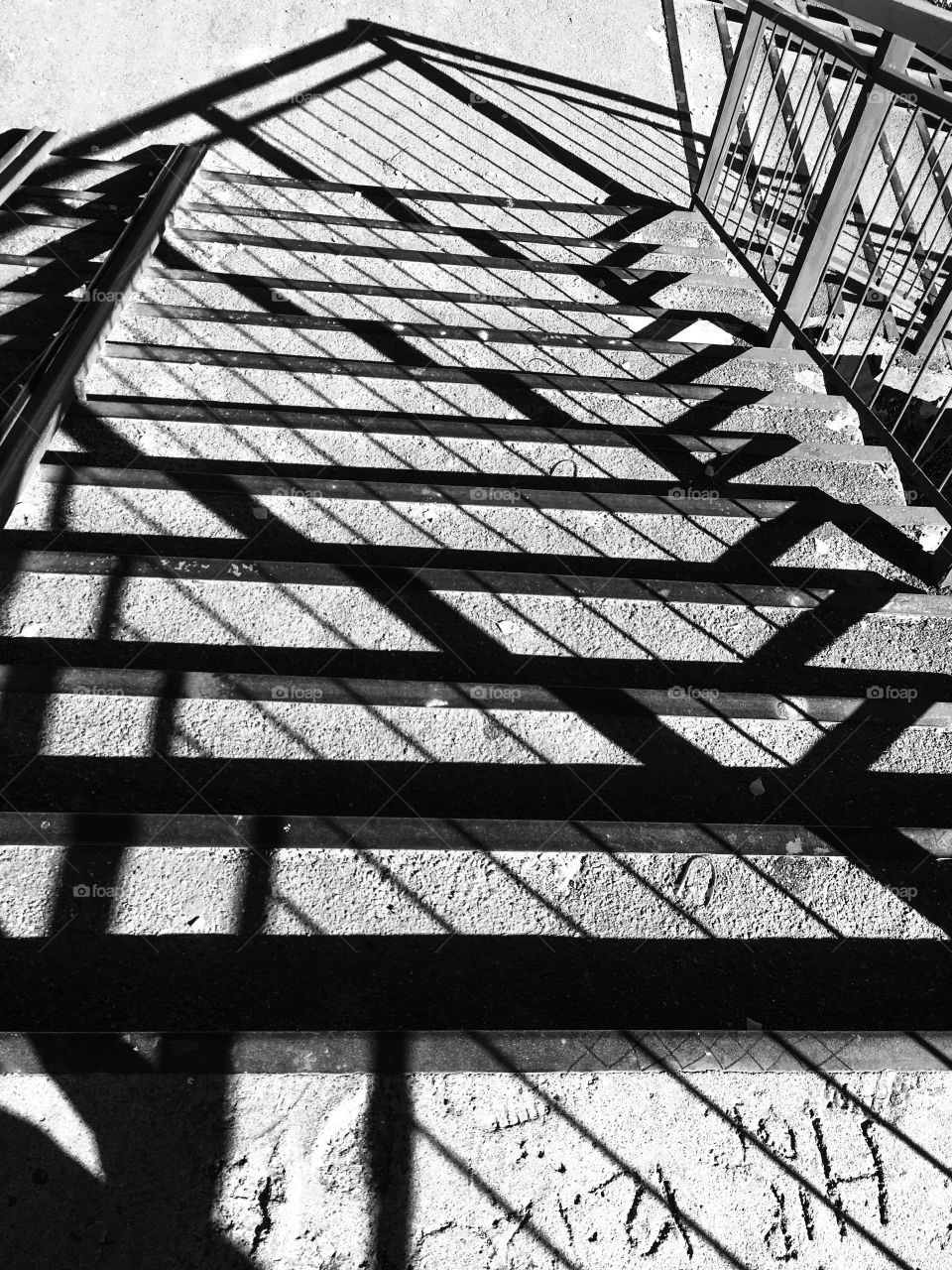 The lines and shadows. Black and white abstract lines background. Stairs. 