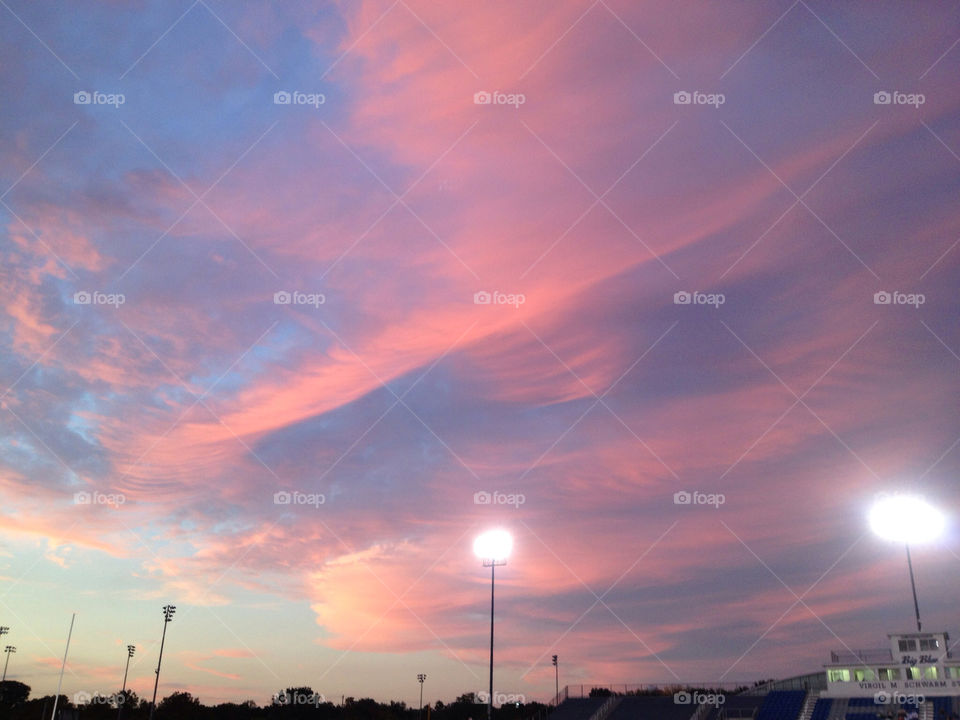 sky pink sunset clouds by joycoma