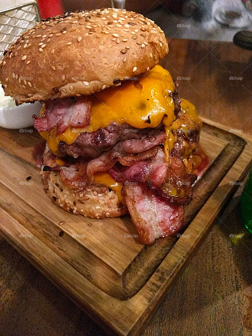 Monstrous homemade triple burger