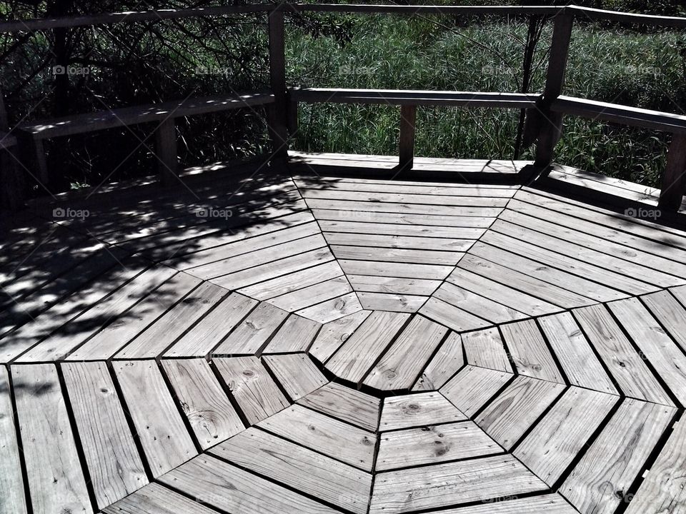 Nature. Wooden Deck over Water