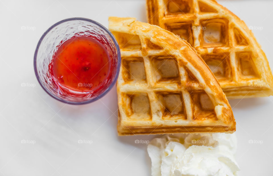 Pieces of waffle for breakfast