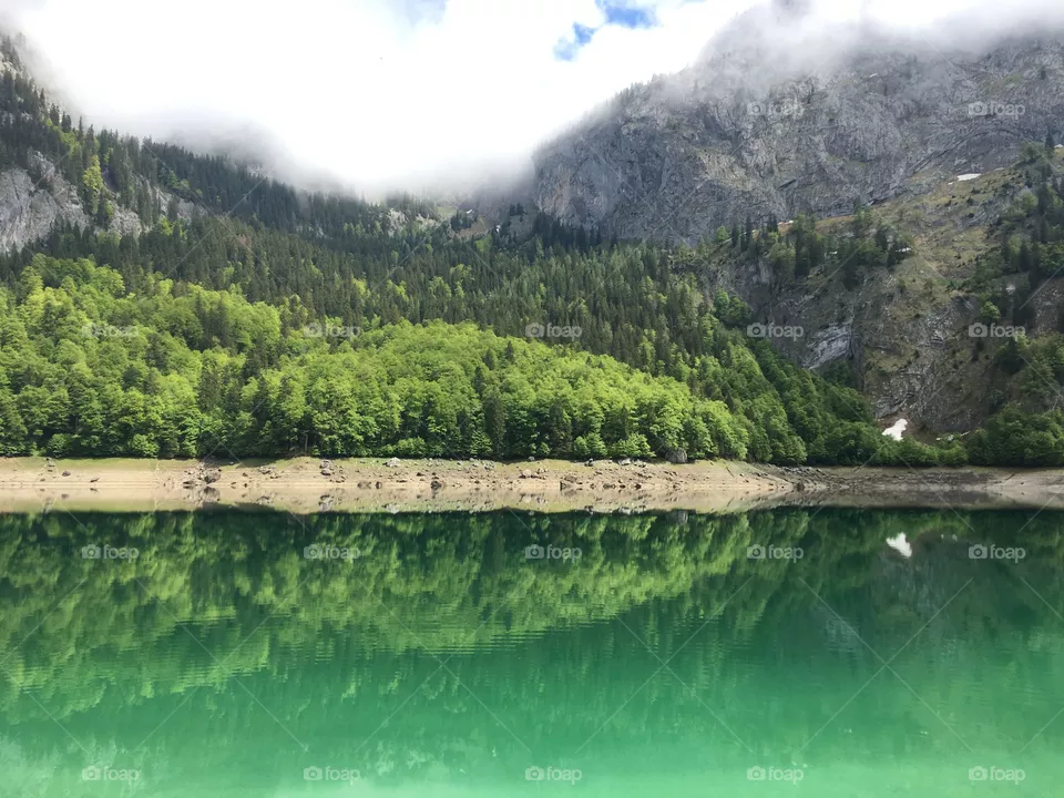 lake, trees, mirror, Mountains, Austria, hiking