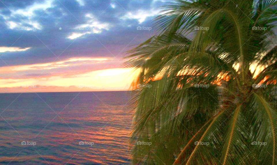 Tropical sunset near Rincon, Puerto Rico.