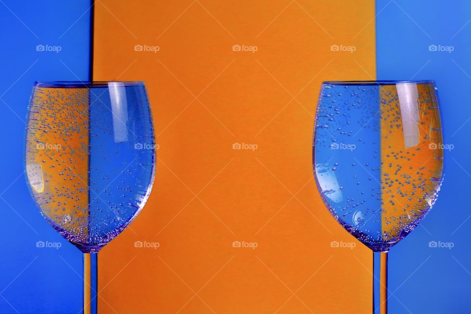 two glasses in blue-orange colors