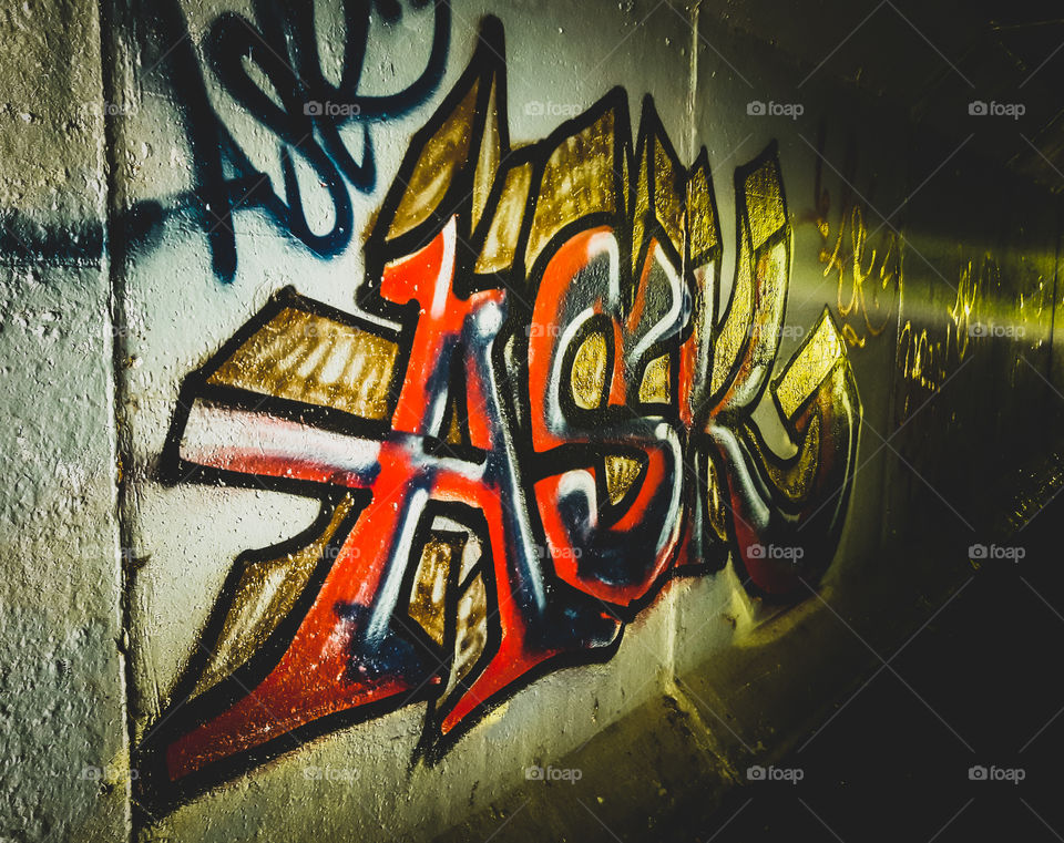 Graffiti in a tunnel on a walking path