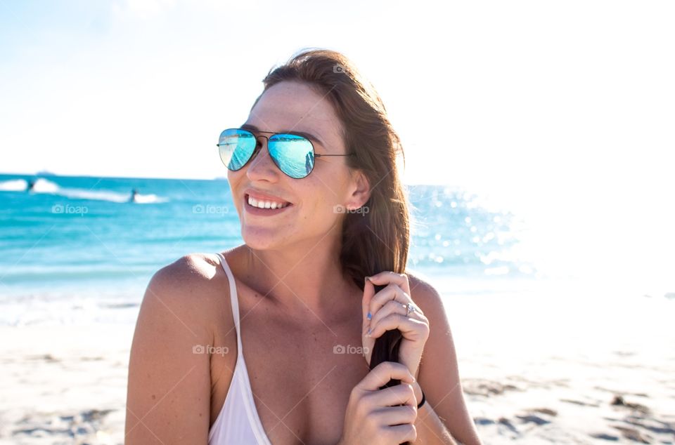 Girl happy on the beach