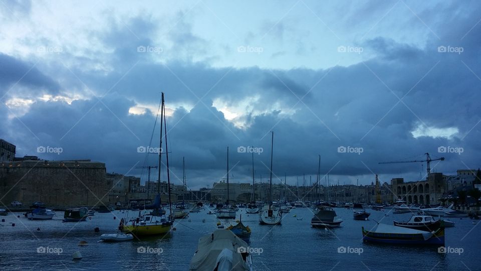 Storm clouds over bay in Malta