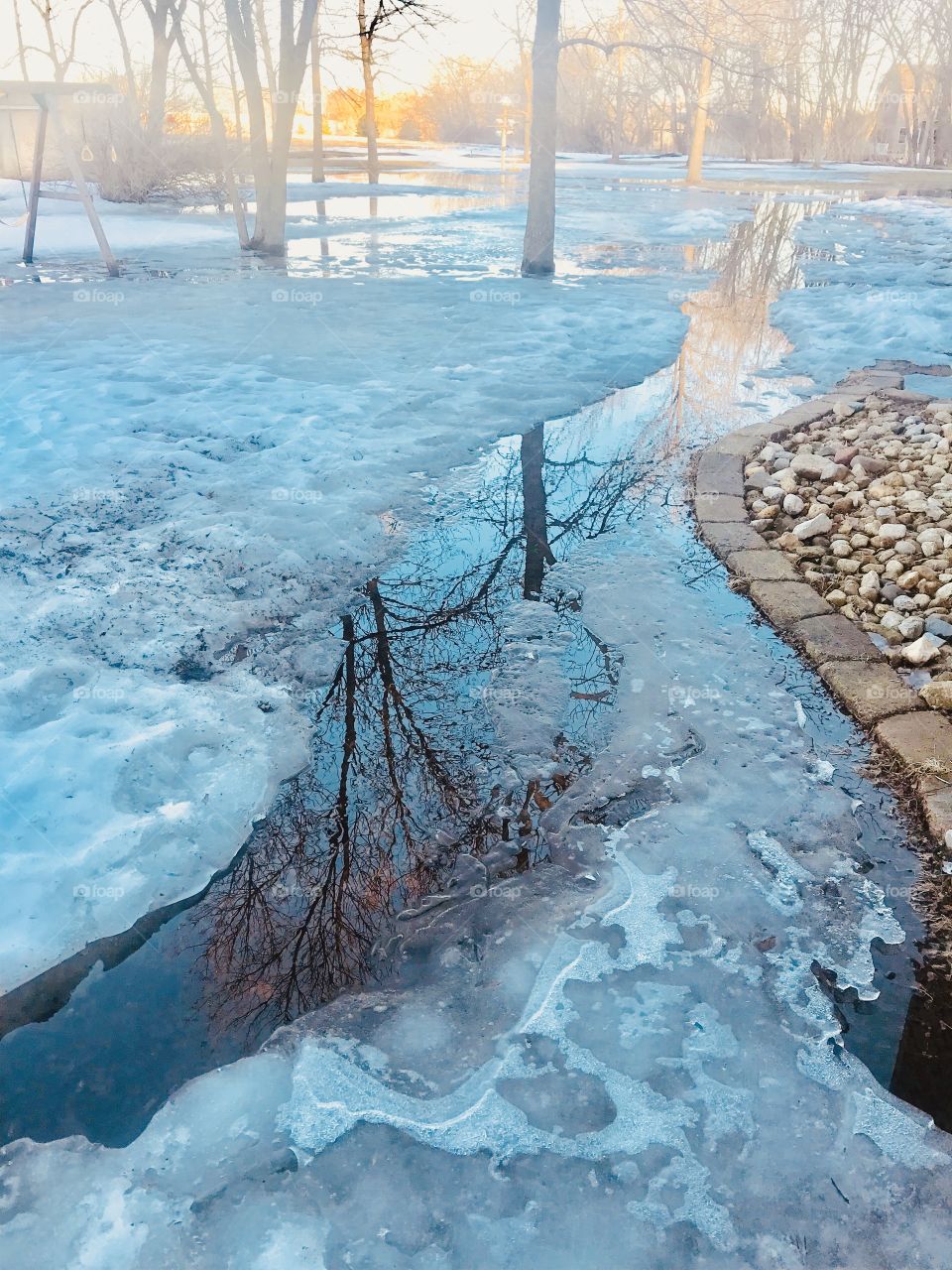 Cold stark winter time with snow covered surfaces making everything look white!