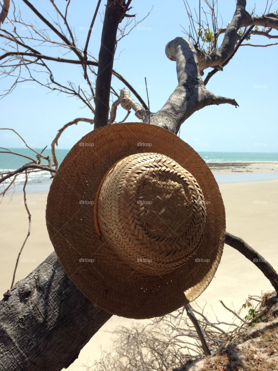 Hat on the beach. Hat on the beach