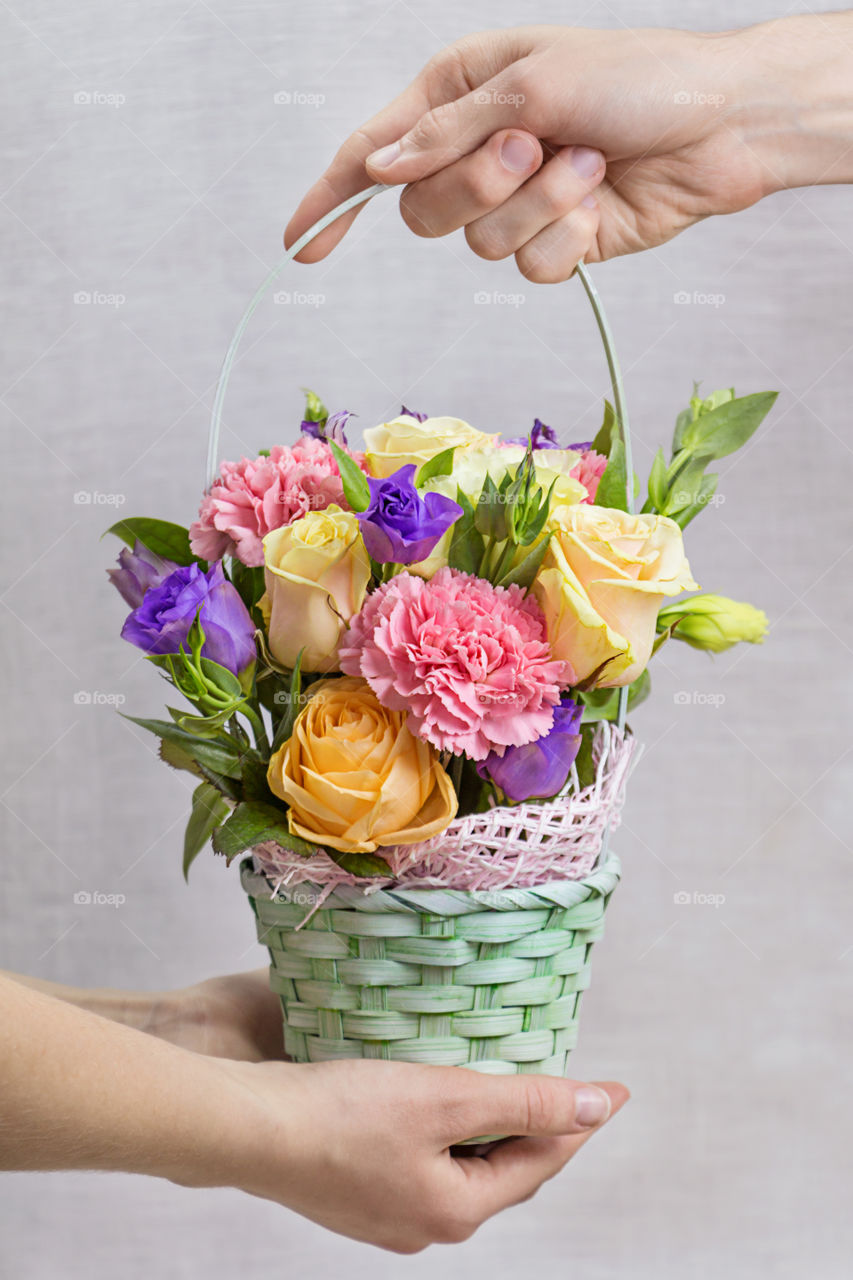 a basket of flowers