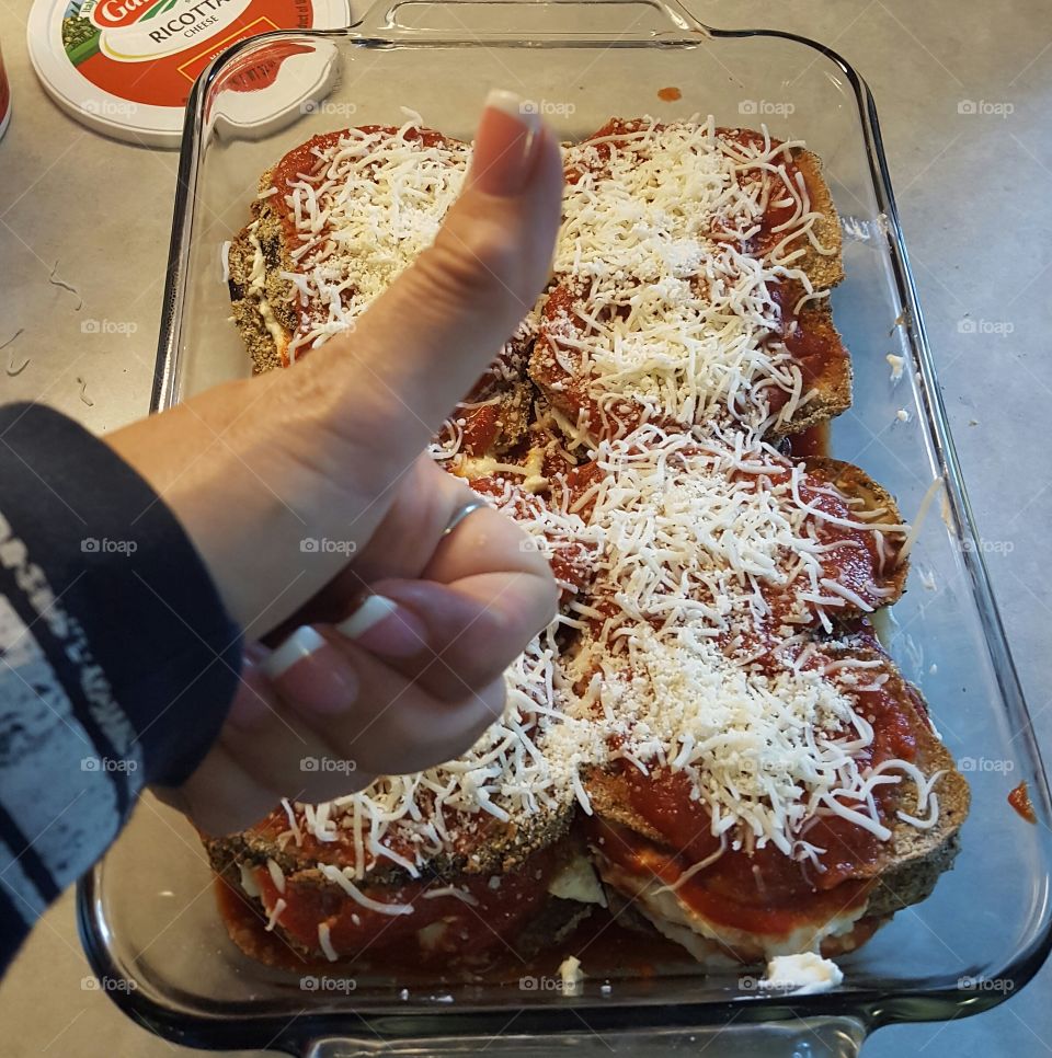 Thumbs up for Eggplant Lasagna!