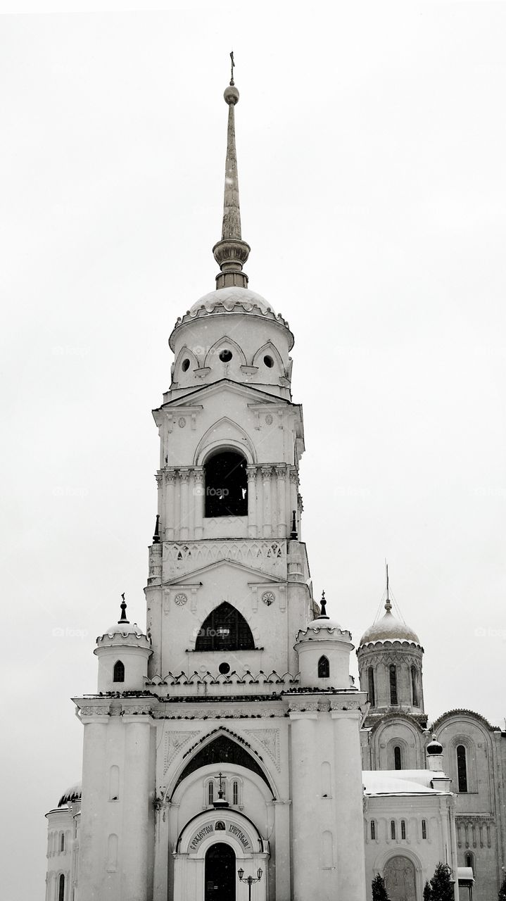 Russian ancient cathedral. orthodox religion.