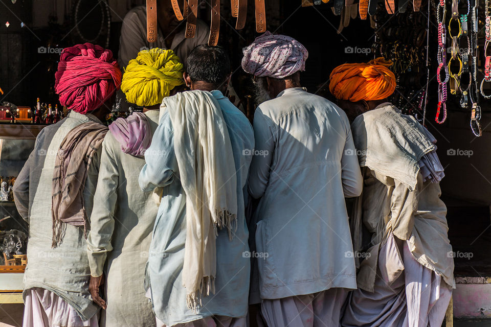 Indian men doing shopping for thier cattles