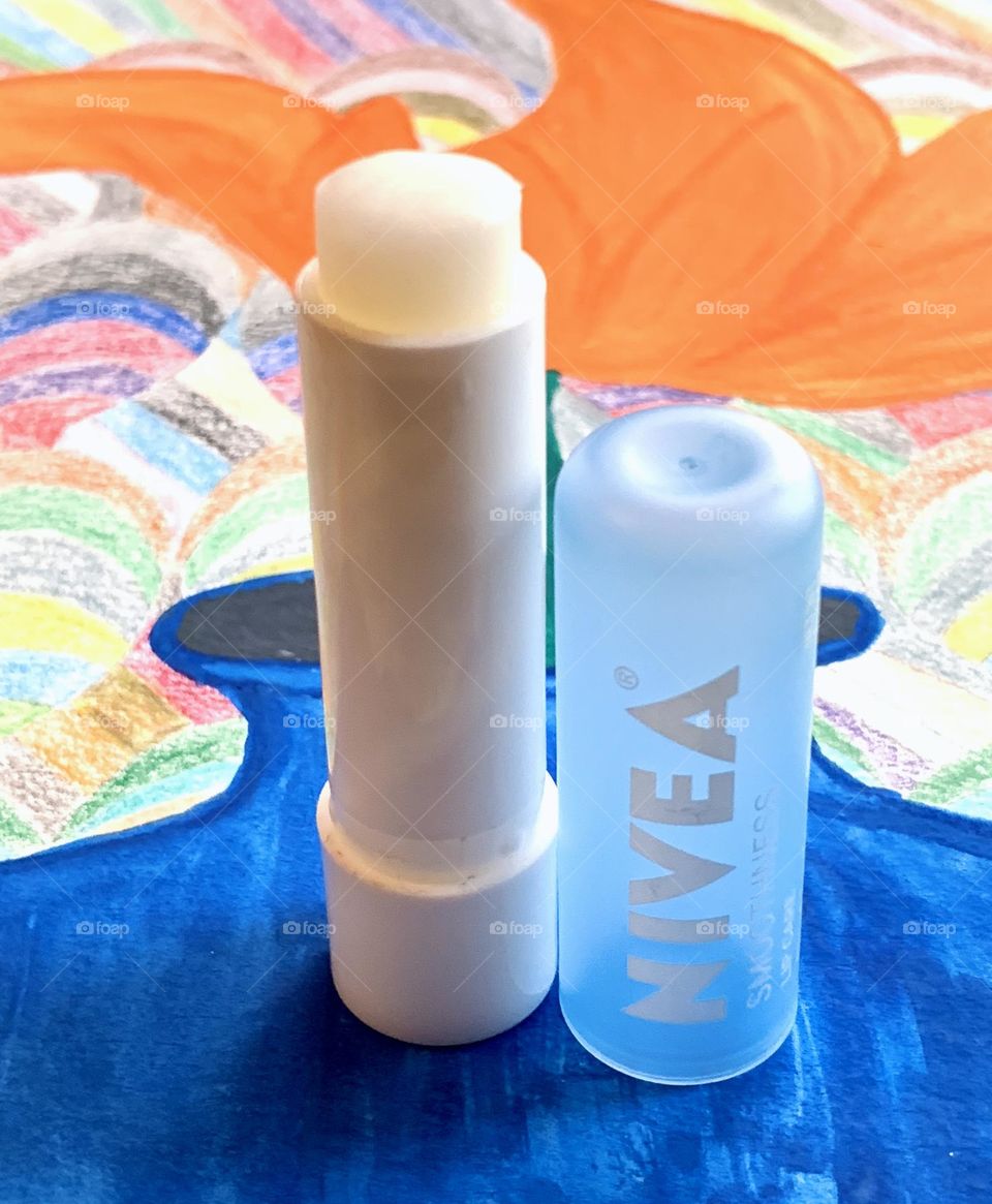 Nivea Lip Care on watercolor art