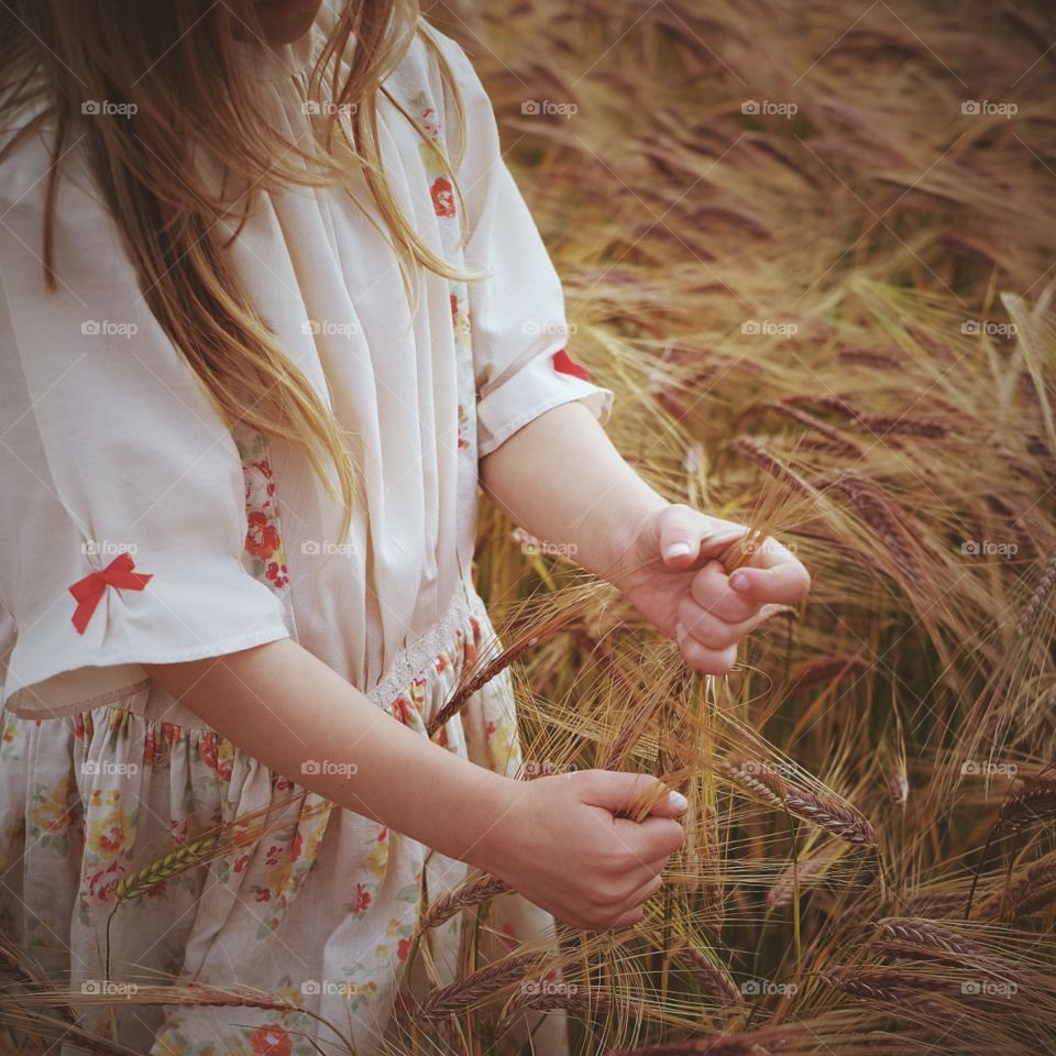 Woman, Nature, Girl, Grass, Straw