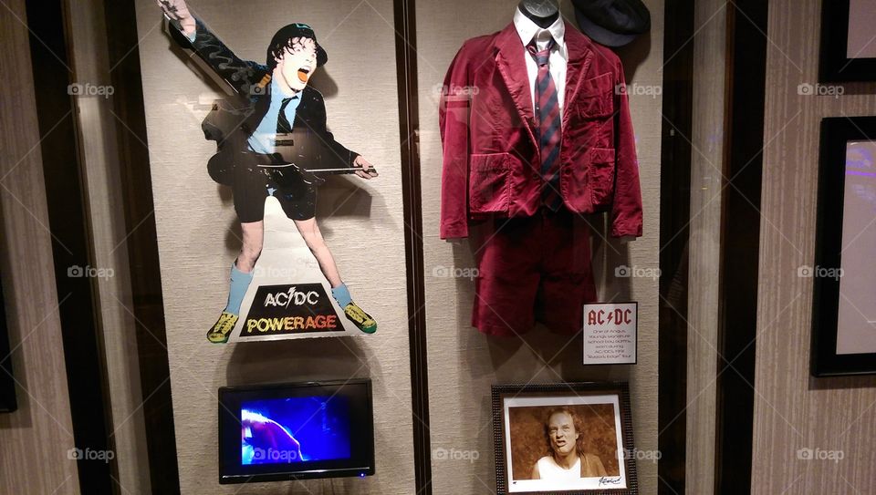 Angus Young display including school boy outfit at Hard Rock Casino Hotel Lake Tahoe
