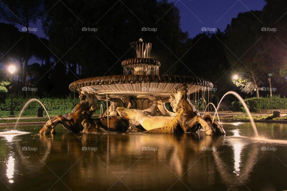 Rome Fountain at Night