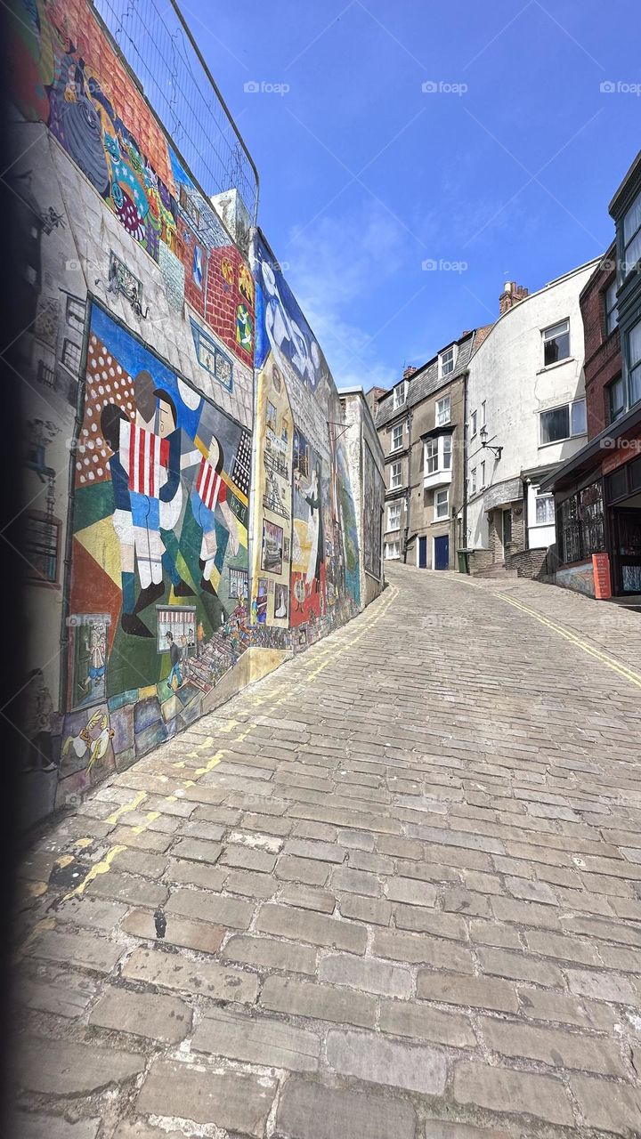 A art view down a Scarborough street