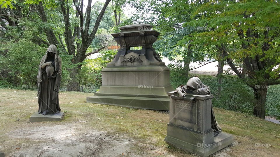 Cemetery, Grave, Park, Sculpture, Statue