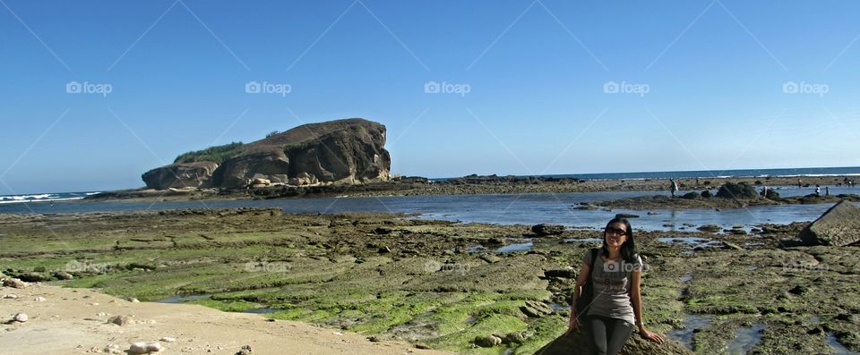 rocky beach. in Lombok Tengah