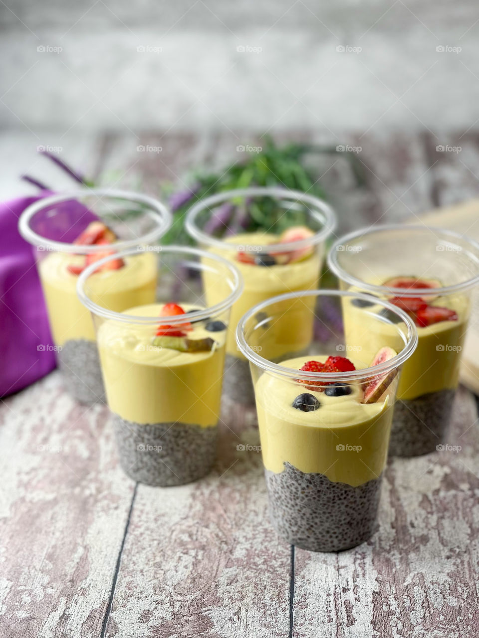Chia in coconut milk and mango cream