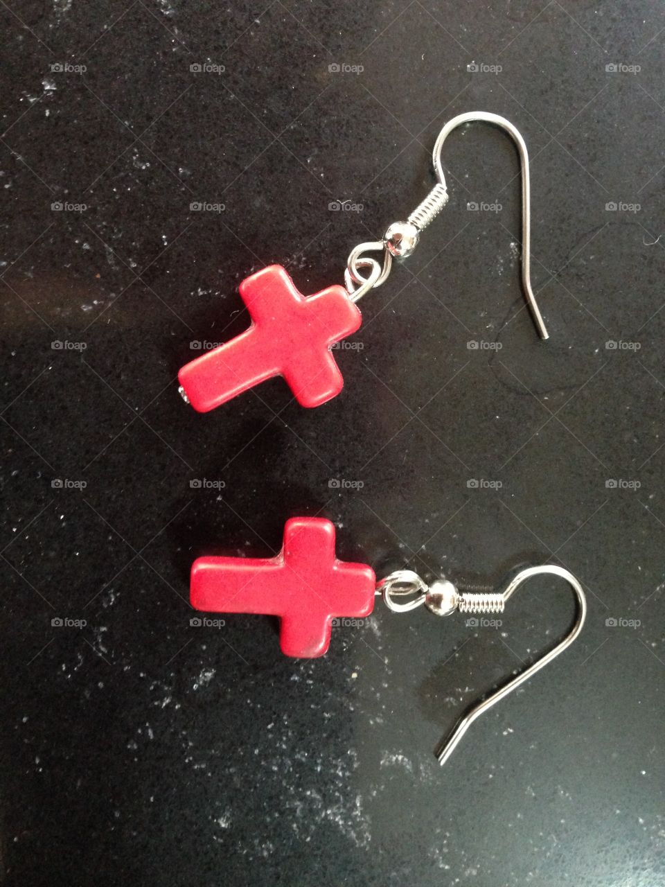 Red earrings. Red Cross 