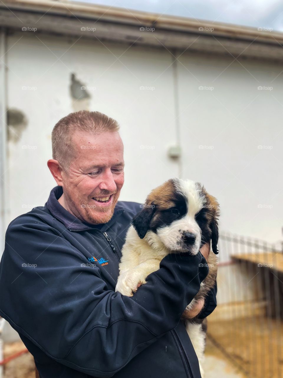 Dad with new puppy 