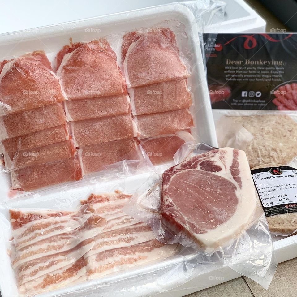 Pork meats of different cuts 