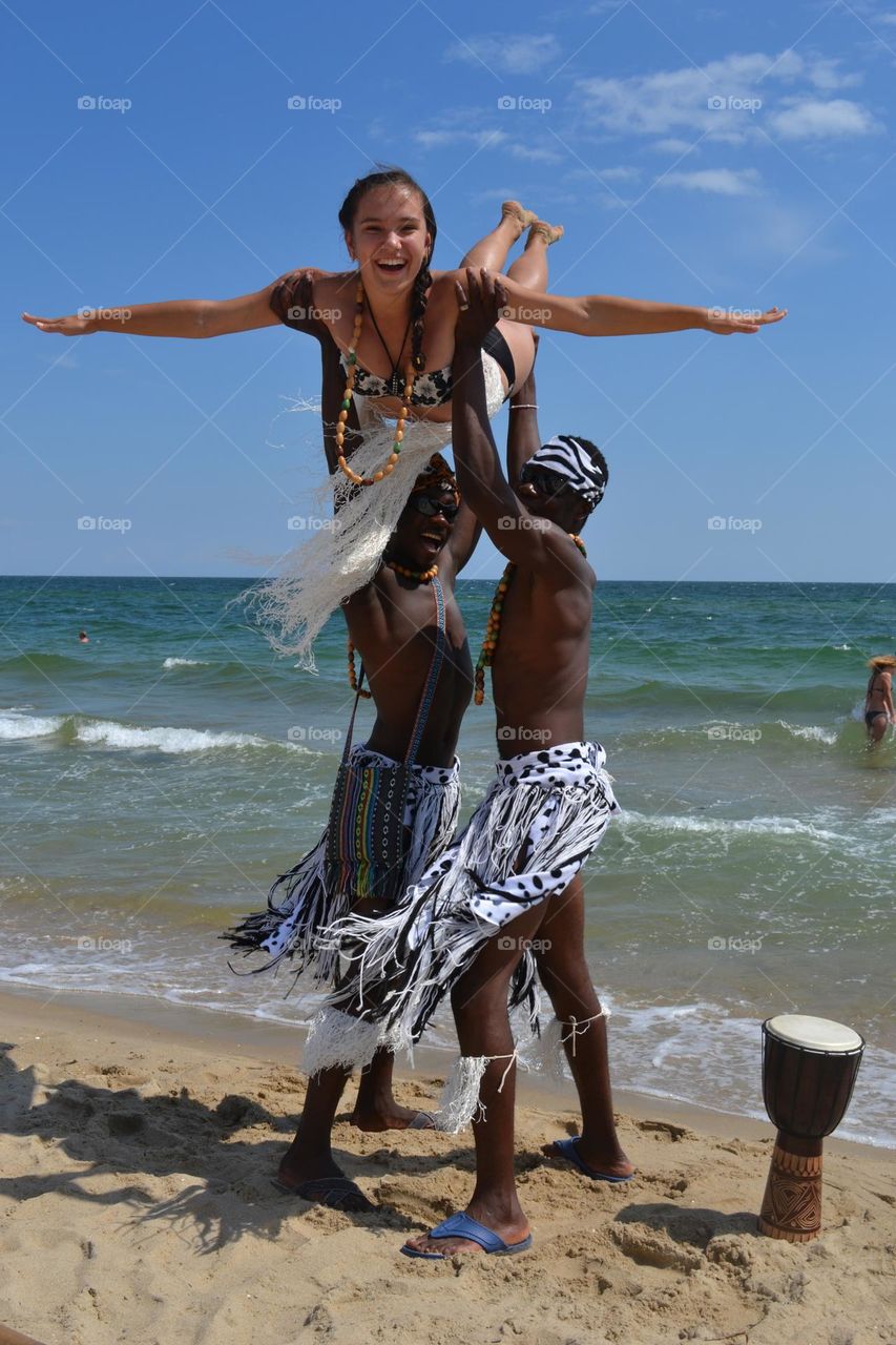 A girl on vacation at the sea