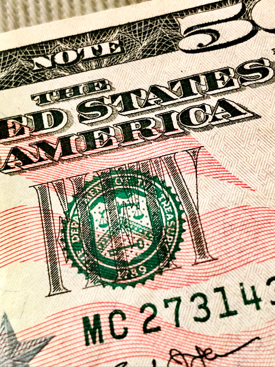 Close up of fifty dollar bill US Currency